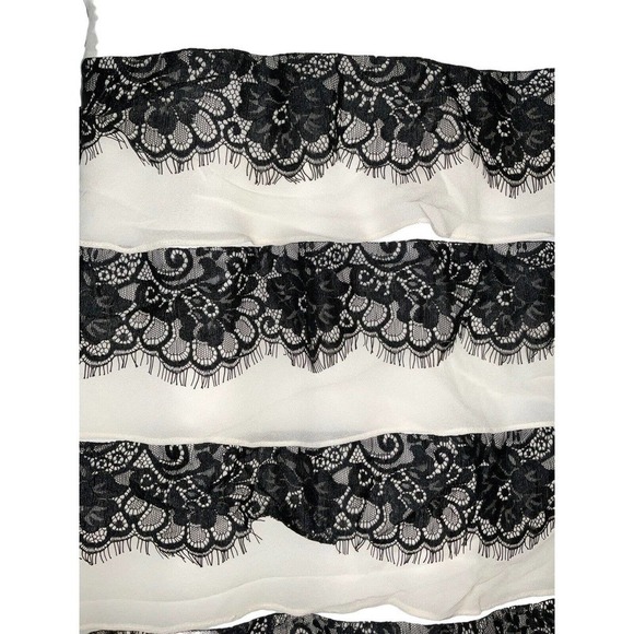 Tadashi Shoji Women’s Dress 100% Silk Layered Maxi Tiered Gown Black Cream Sz 8 - Picture 5 of 12